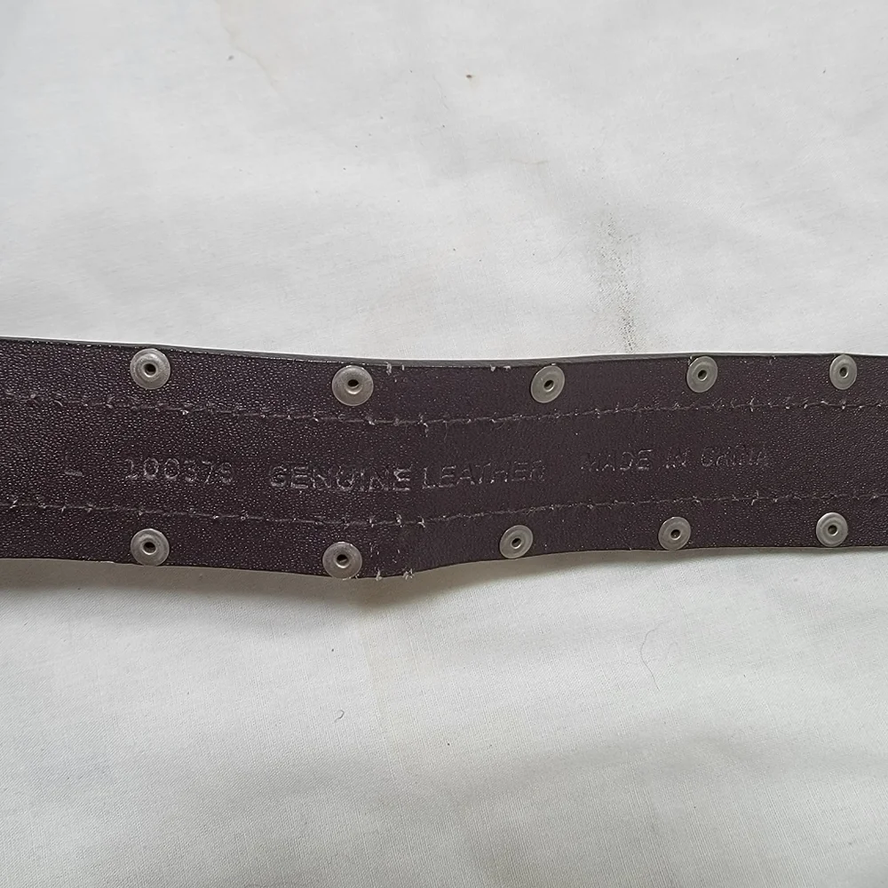 Womens size Large Genuine Leather Belt Chita Print and Brown Silver Buckle 36